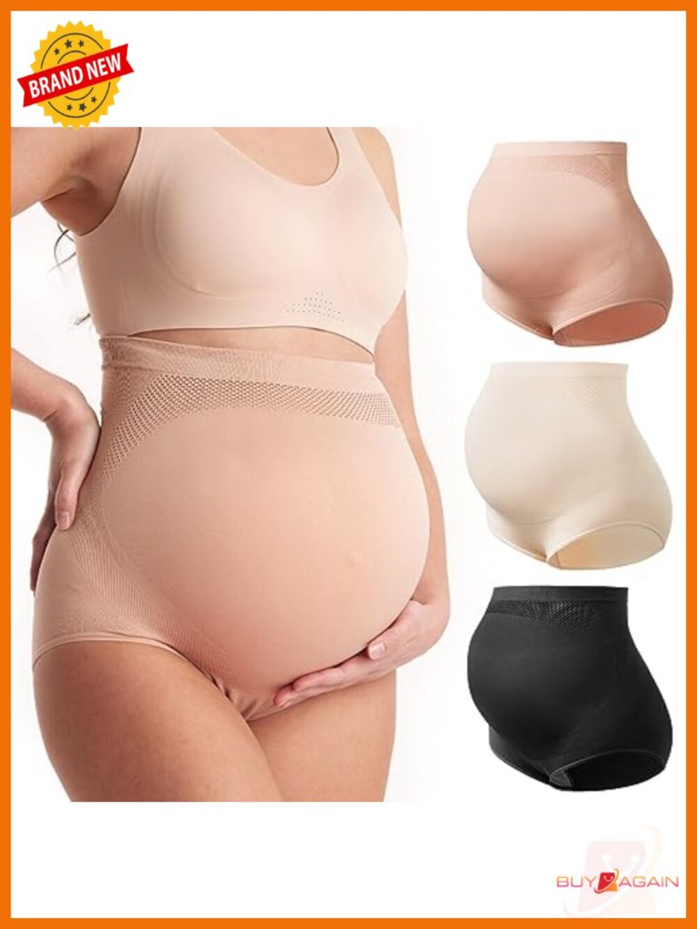 Maternity High Waist Seamless Panties Over Bump 3 Pack